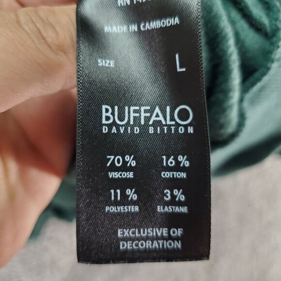 Buffalo David Bitton Top Womens Large Green Pullover Hoodie Sweatshirt - Picture 4 of 9